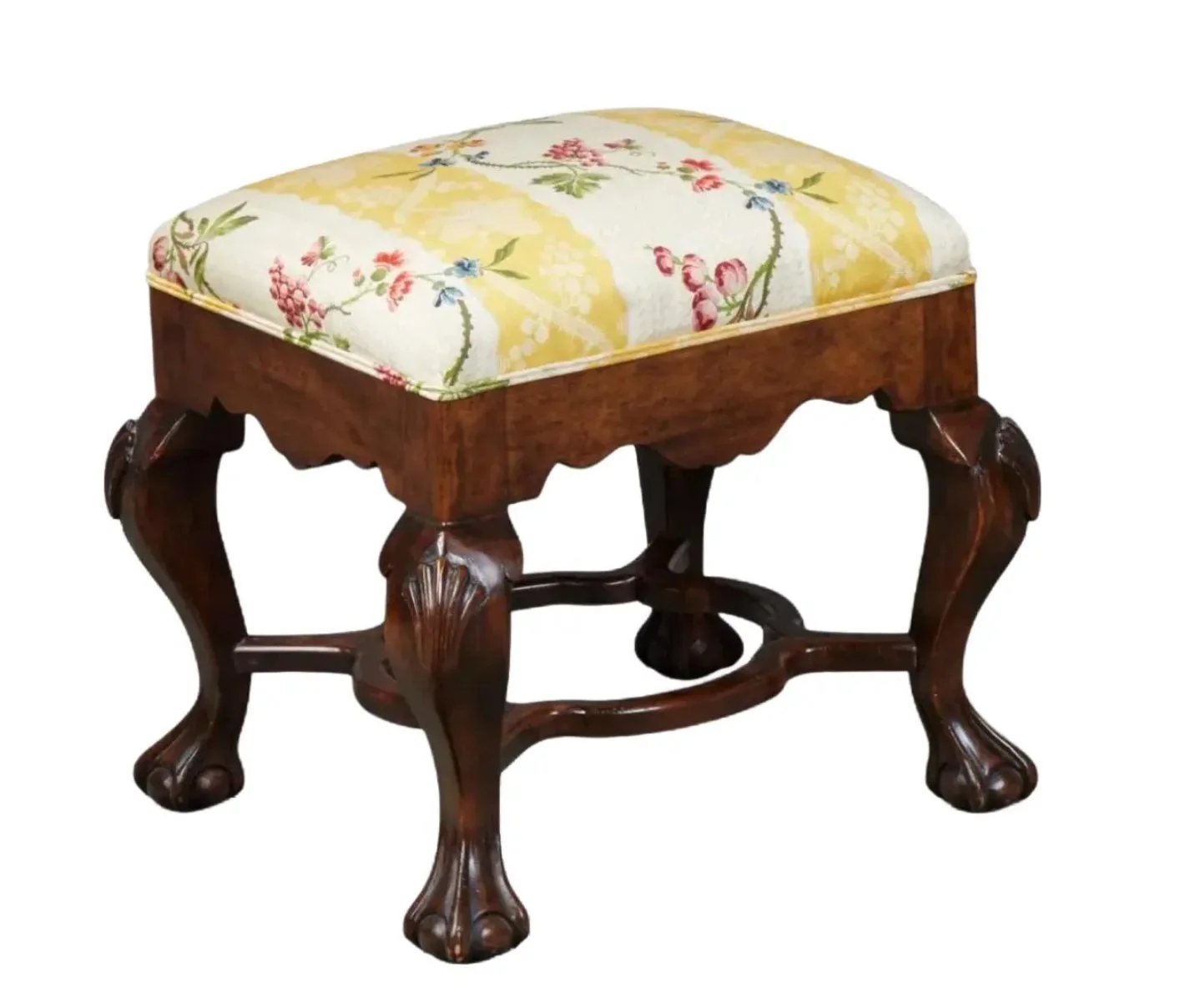 George I Style Lewis Mittman Carved Mahogany Footstool Ottoman