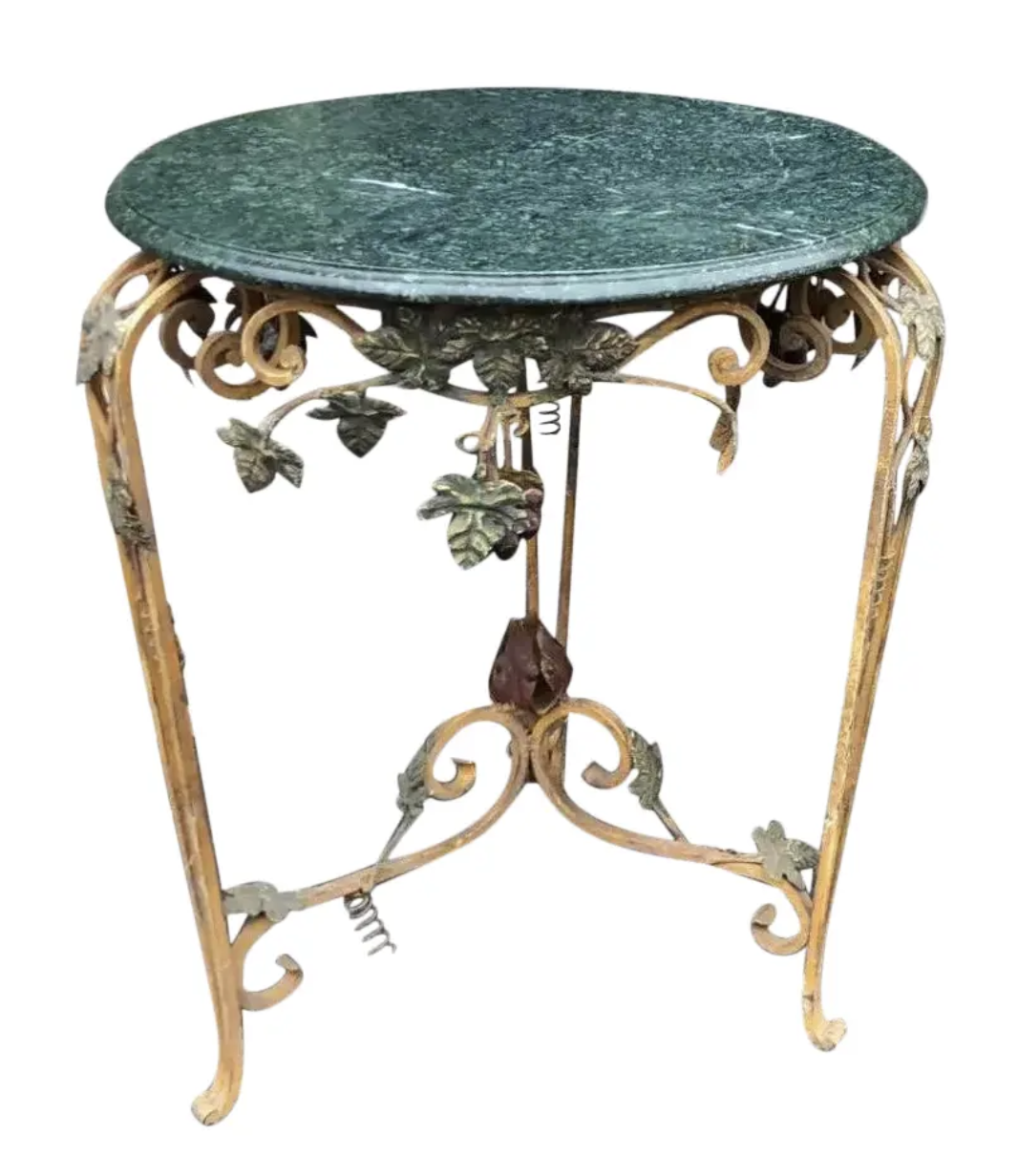 Venetian Style Charles Pollock for William Switzer Tole Iron & Marble Table