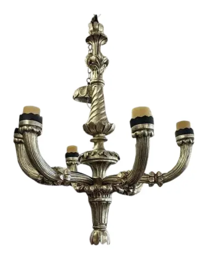 Paul Ferrante Celestial 6 Arm Giltwood Chandelier