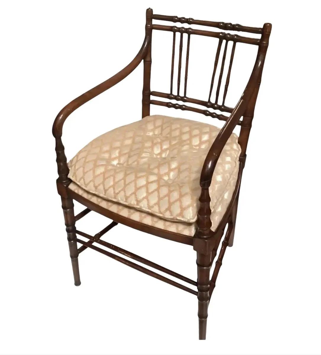 Antique Regency Style Faux Bamboo Arm Chair