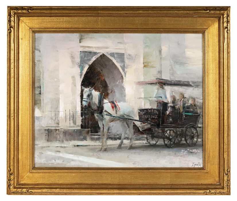 Impressionist Style Oil Painting of a Horse & Carriage by Ignat Ignatov
