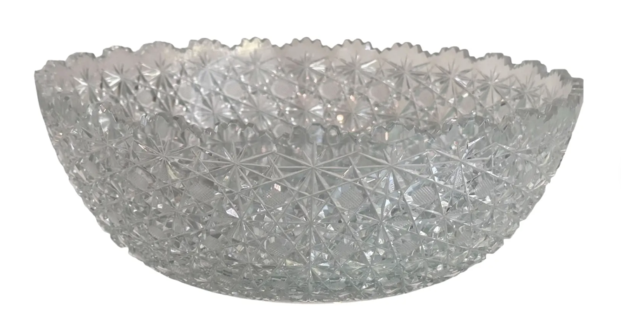 Huge American Brilliant Cut Glass Bowl - Russian Pattern
