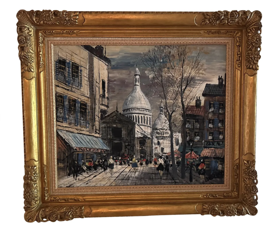 Mid-Century Impressionist French View of Montmartre, Paris, France Circa 1960