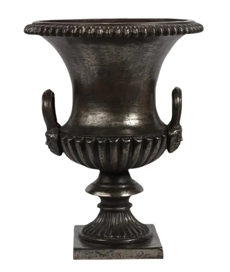 Antique 19th C Cast Iron Campagna Urn Form Planter Jardiniere