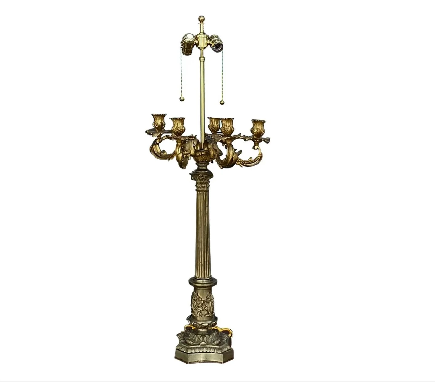 Antique Neoclassical Gilt Bronze Candelabra Now a Designer Lamp
