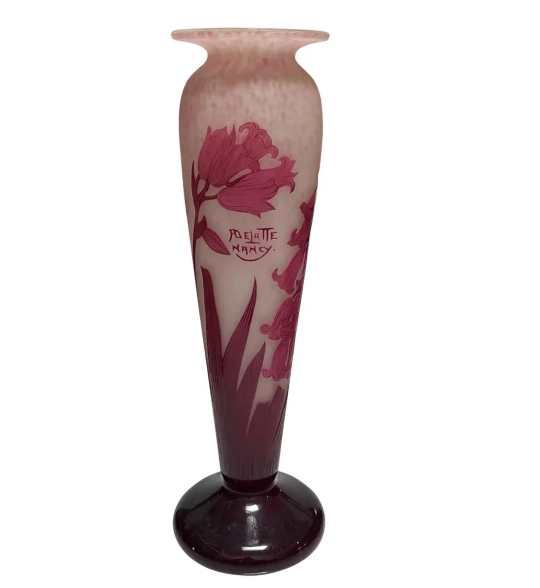 Monumental Antique Art Nouveau Andre Delatte Cameo Glass Vase