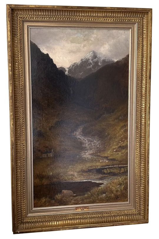 Antique British Landscape Oil Painting by Charles James Parry
