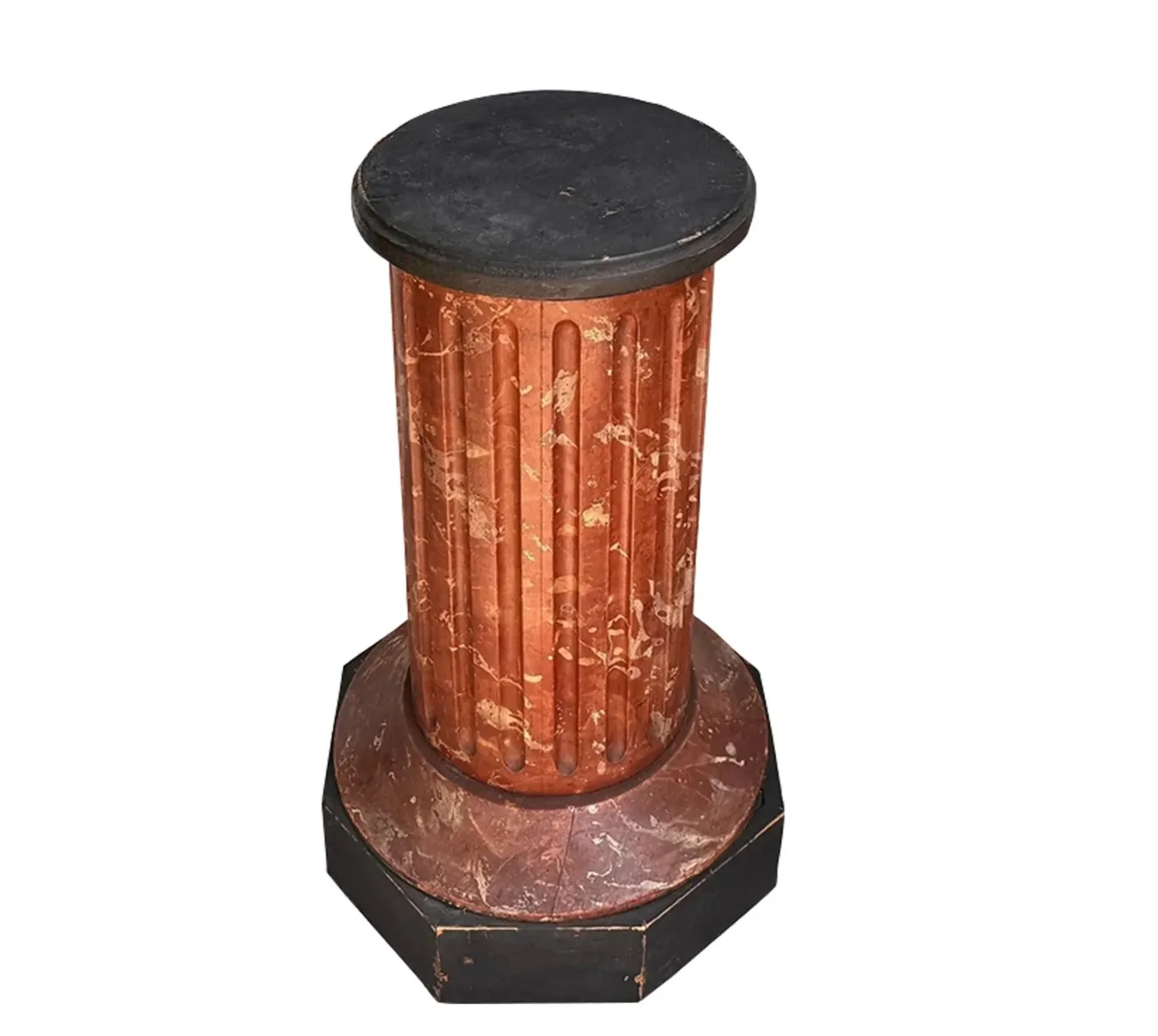 Antique Trompe l'Oeil Faux Marble Pedestal