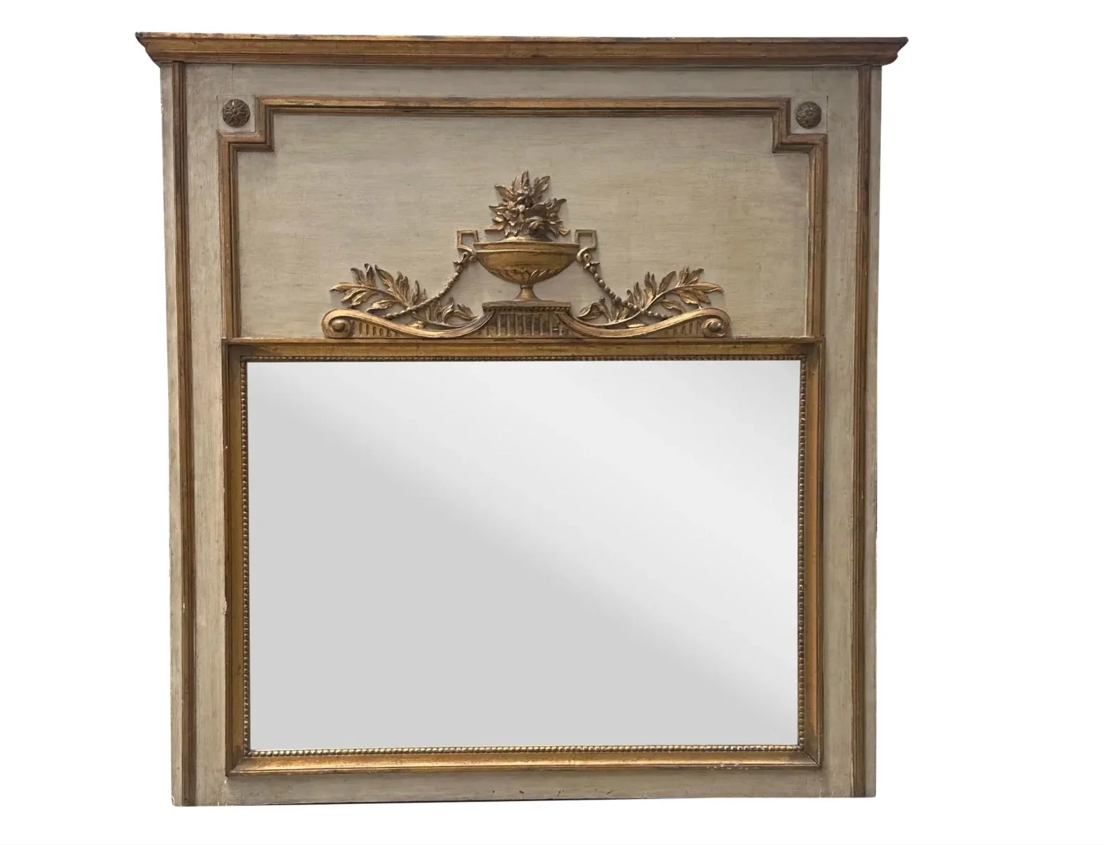 Antique 19th C Gustavian Style Swedish Empire Trumeau Mirror