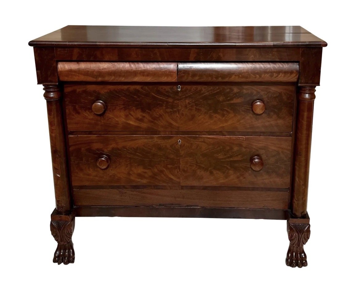 Antique C.1801 Fuller & Co Classical American Mahogany Server Chest of Drawers