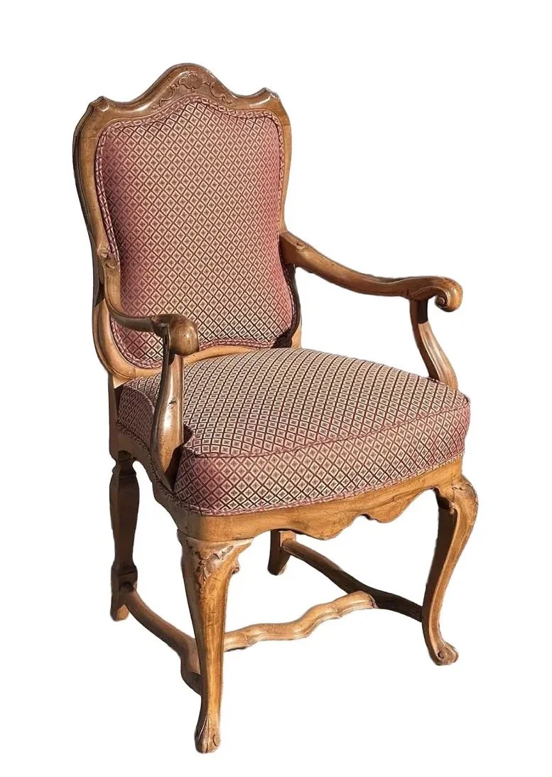 Antique Carved Italian Walnut Arm Chair