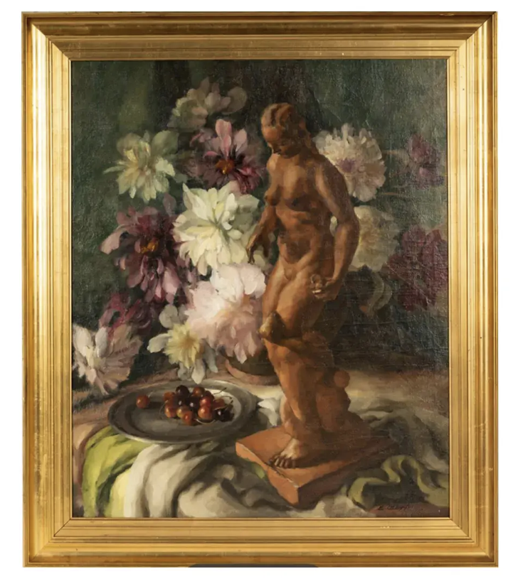 Original German School Still Life Oil Painting