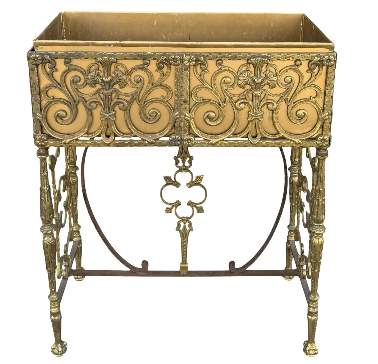 Antique French Renaissance Style Gilt Bronze Claw Foot Jardiniere Planter