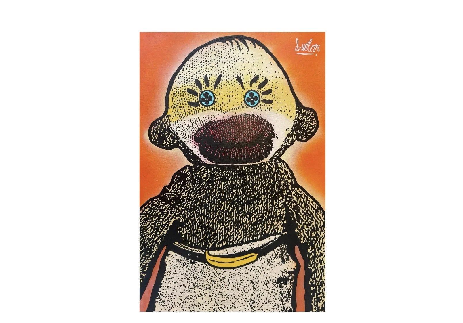 Modern California Oil Painting of a Sock Monkey by Dave Wilcox