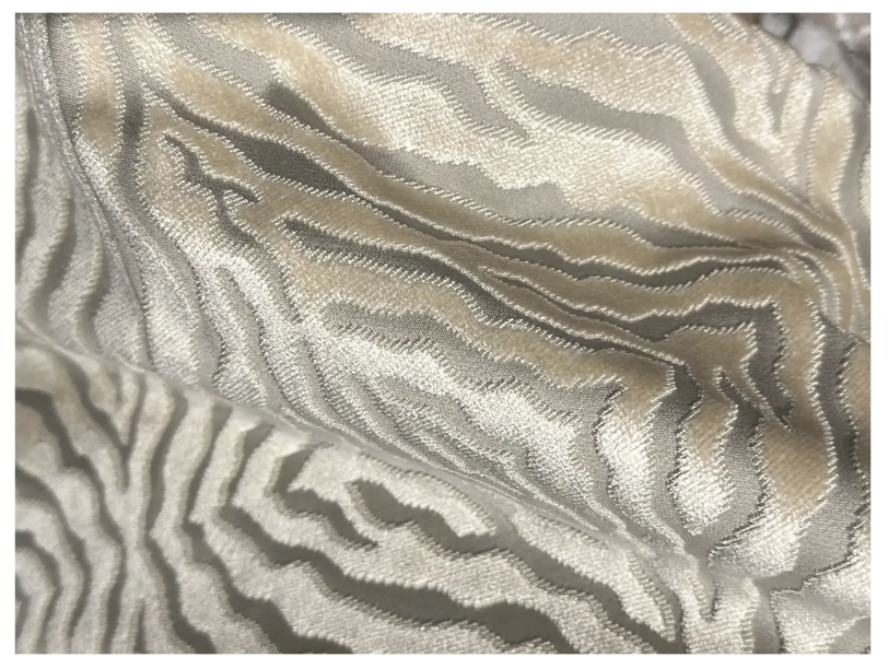 Cowtan & Tout Greige Zebra Silk Cut Velvet Fabric - by the Yard 1 of 8 Available