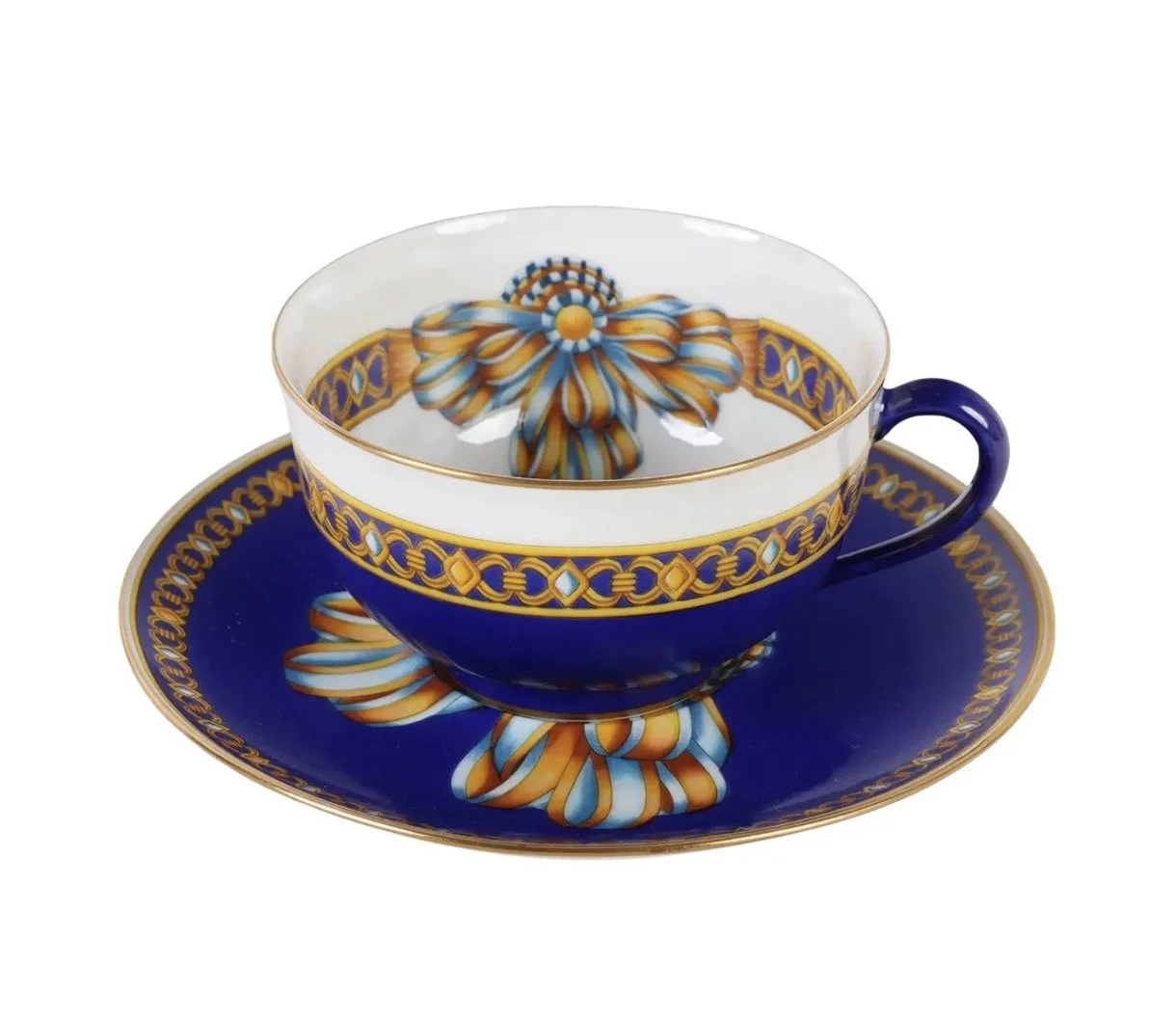 Hermes Cocarde De Soie Porcelain Cup & Saucer 1 of 16 Available