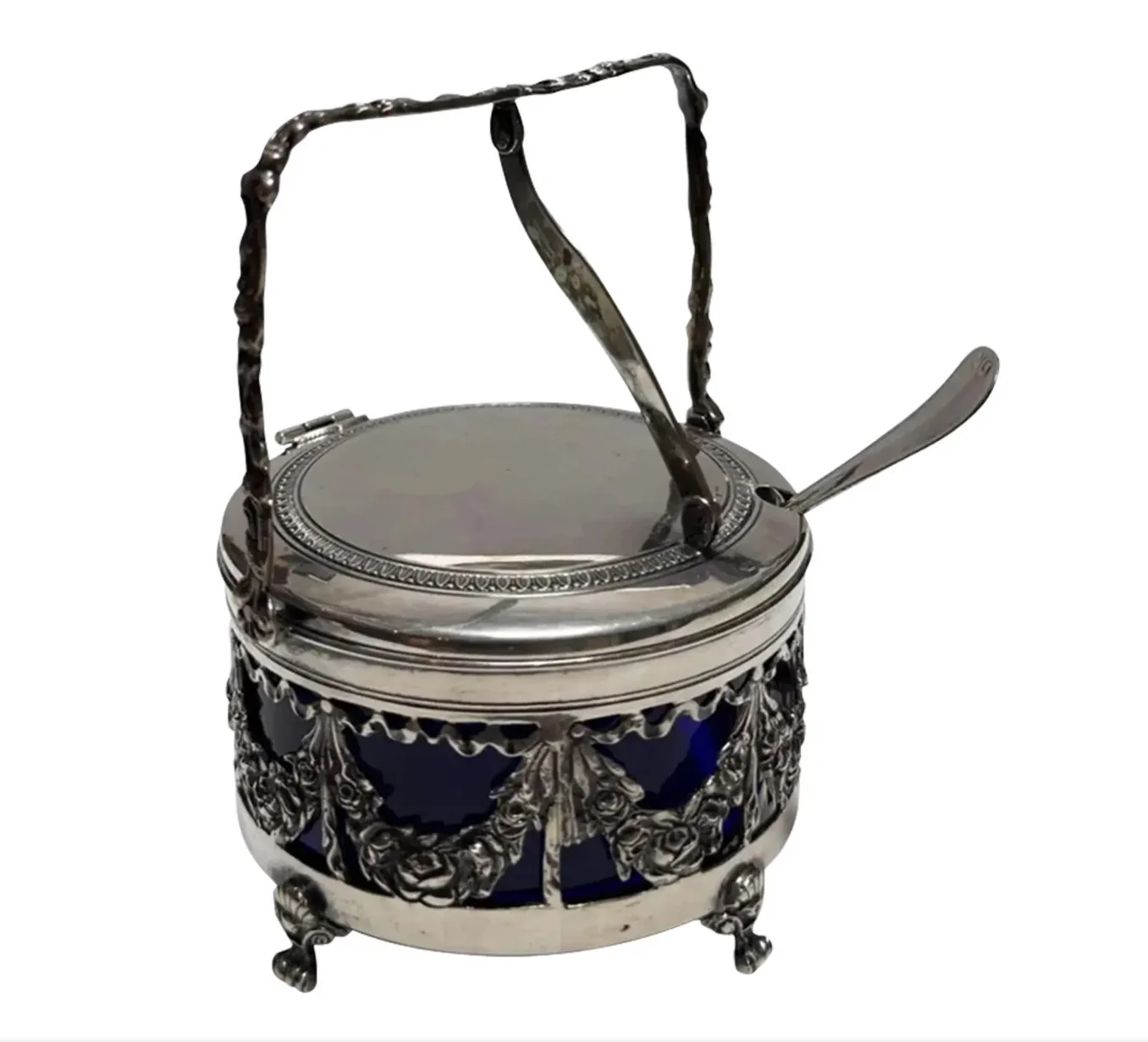 Antique 19th C European Silver 800 Standard Master Sugar Bowl c.1890 Germany