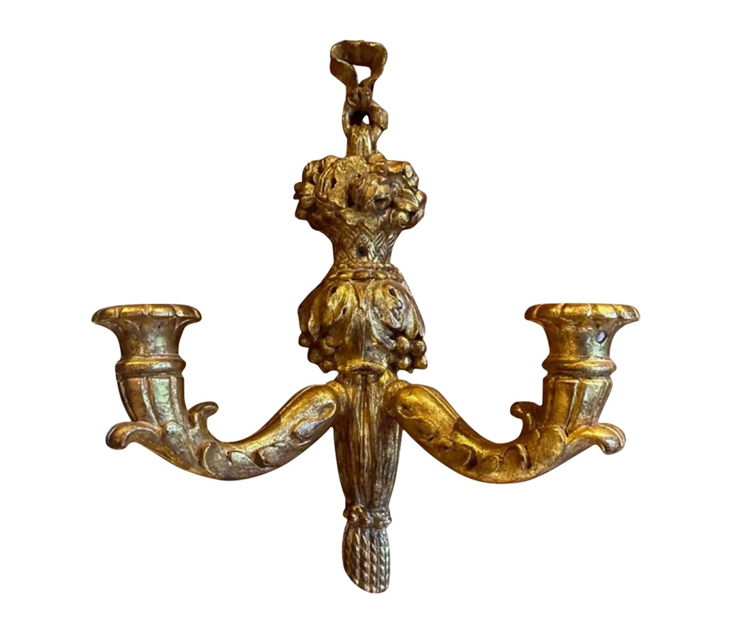 Antique 18th C Italian Giltwood Candle Wall Sconce