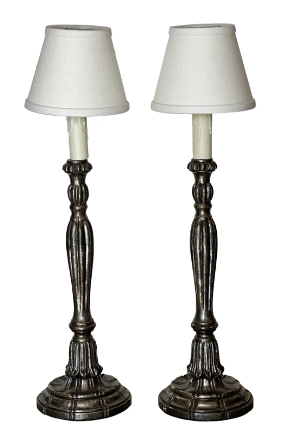 18th C Style Michael Taylor Panache Candlestick Table Lamps - a Pair