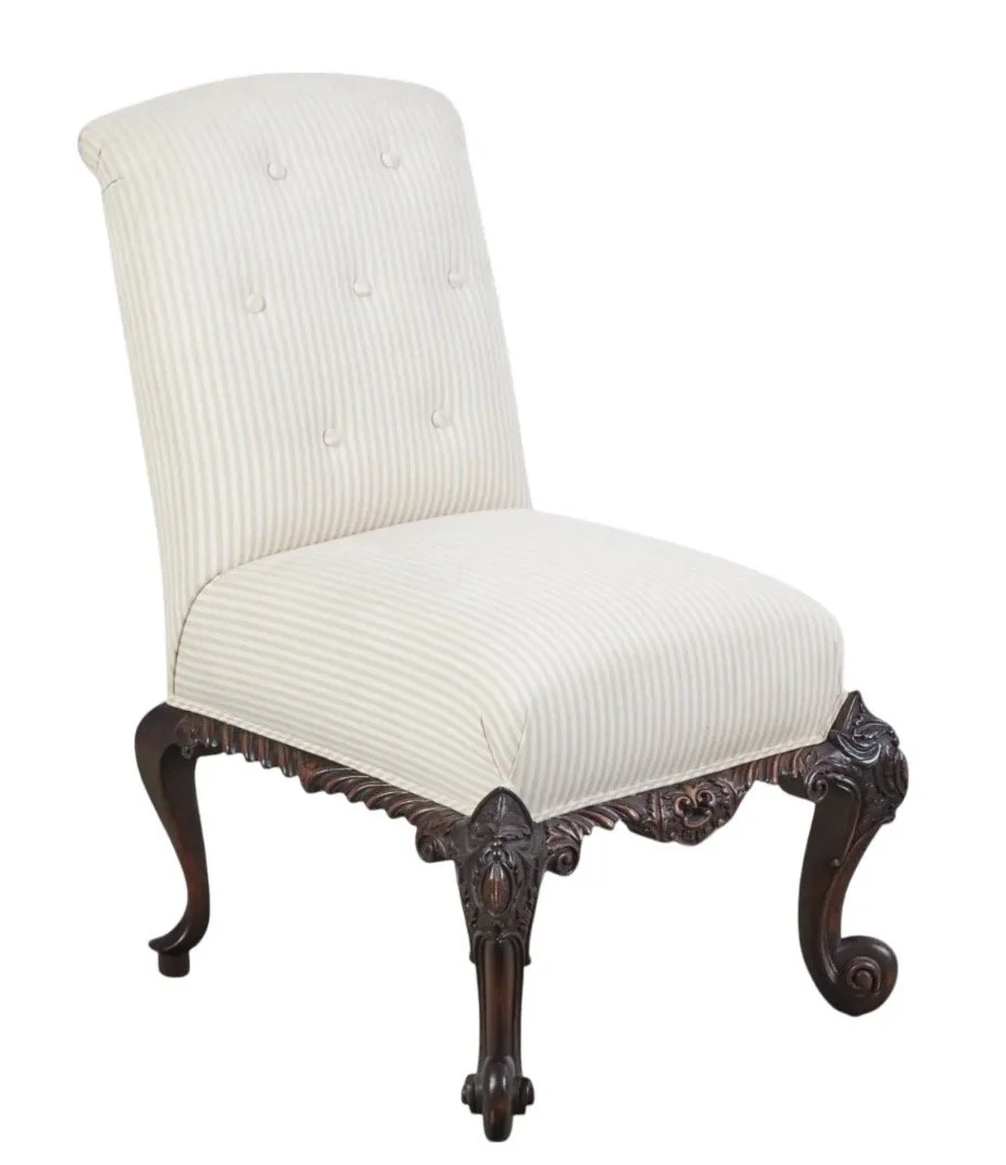 Charles & Charles George II Style Walnut Side Slipper Chair 1 of 4