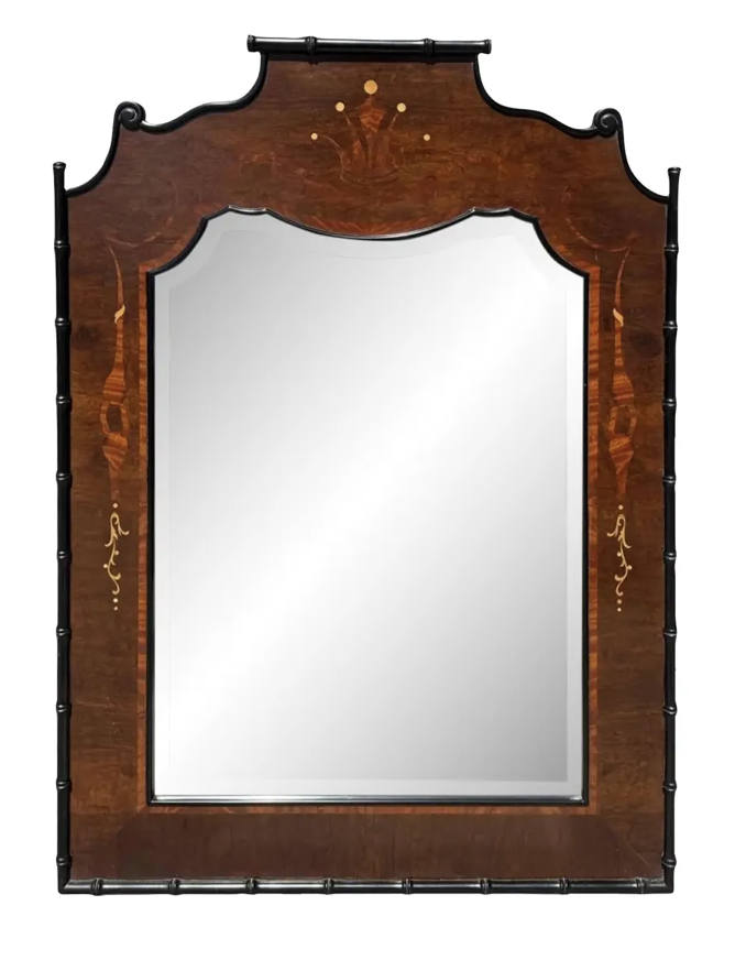 Mahogany Inlaid Georgian Mirror W Ebony Trim