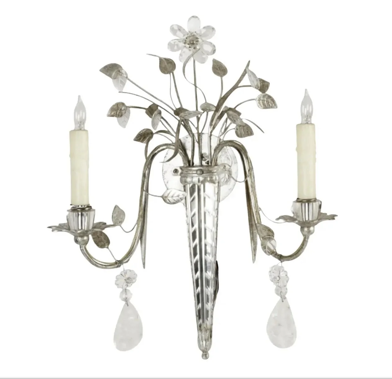 Louis XV Style Maison Bagues Rock Crystal Two Light Wall Sconce