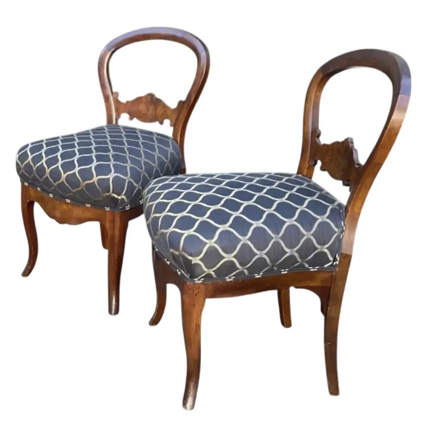 Pair of Antique Mid 19c Empire Period Mahogany Side Chairs