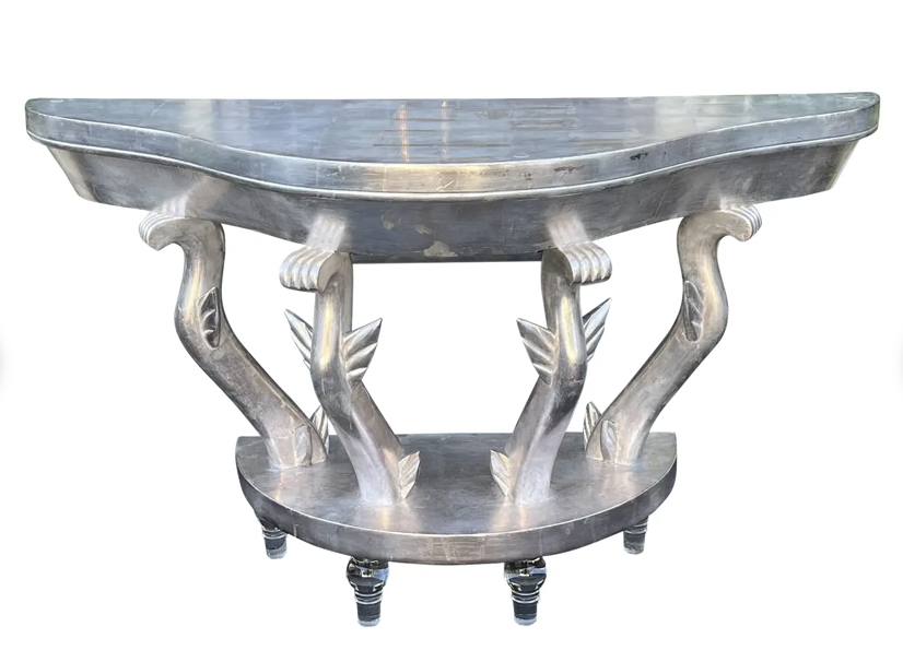 Jean-Michel Frank & Alberto Giacometti Style Silver Giltwood Console by R. J. Powell