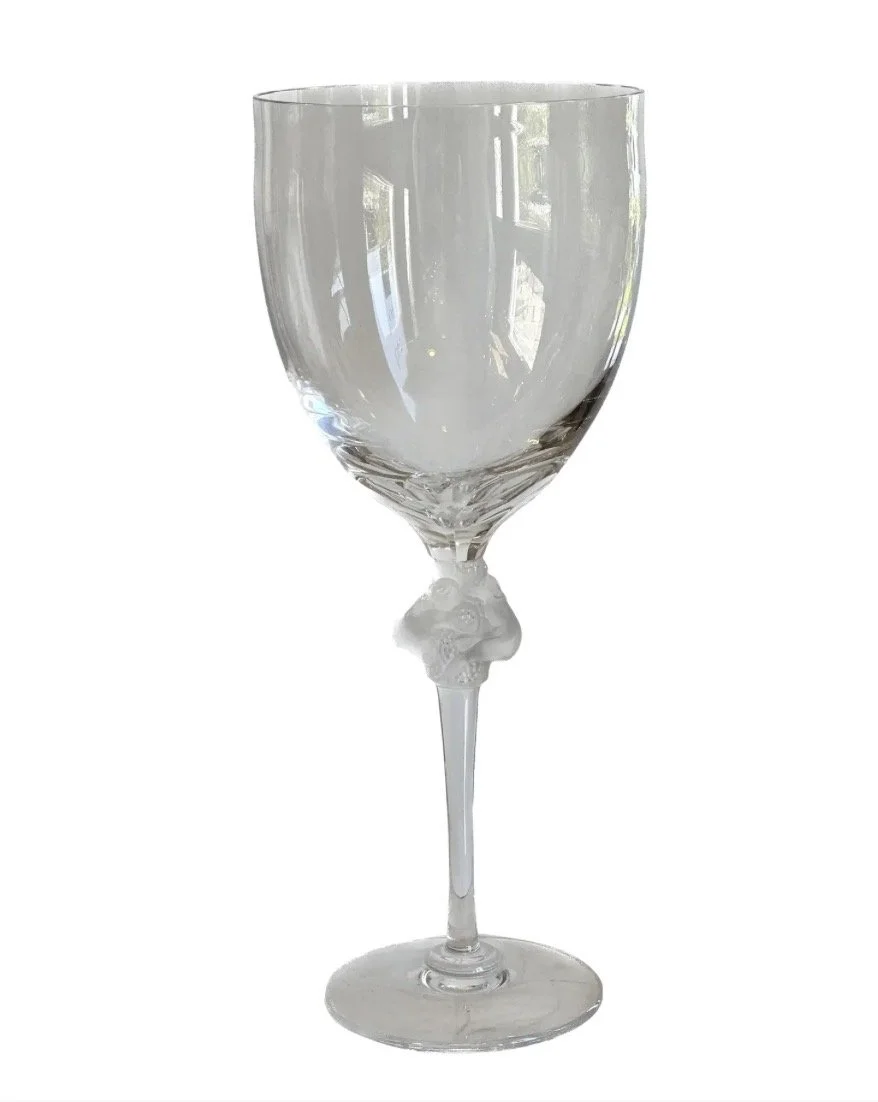 Huge Signed Lalique Roxane Stemmed Vase 15.5”