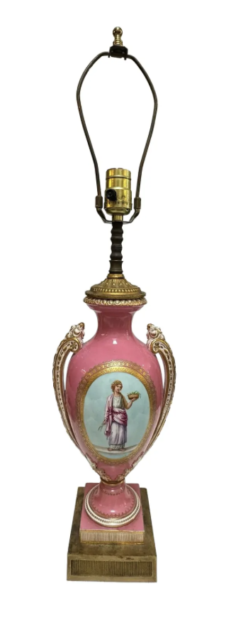 Antique Mid 19c Coalport Hand Painted Porcelain Vase Now a Lamp
