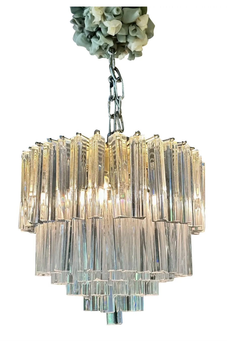 Mid Century Modern Venini Italian Crystal Chandelier