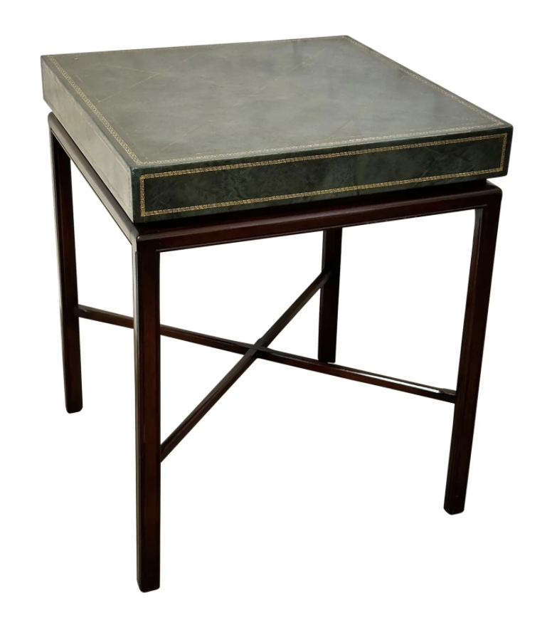 Mid Century Tommi Parzinger for Charak Modern Green Leather Side Table