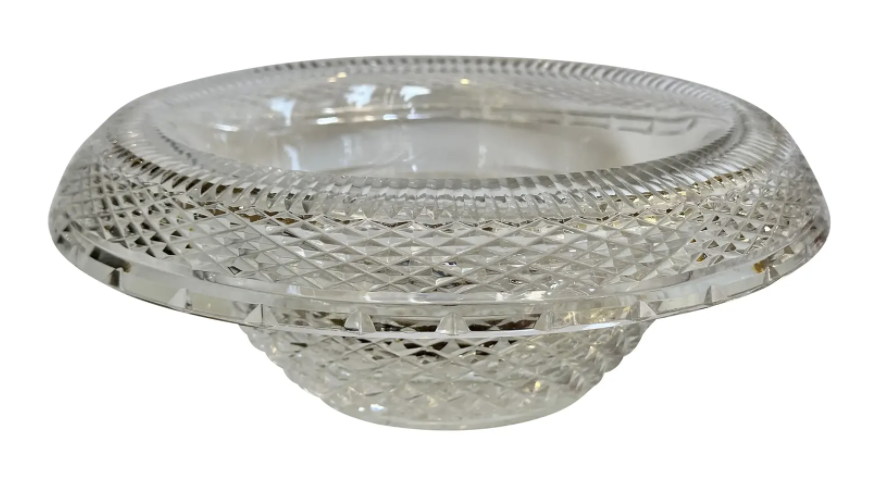 Antique 19th C Irish Cut Crystal Toll Edge Centerpiece Bowl