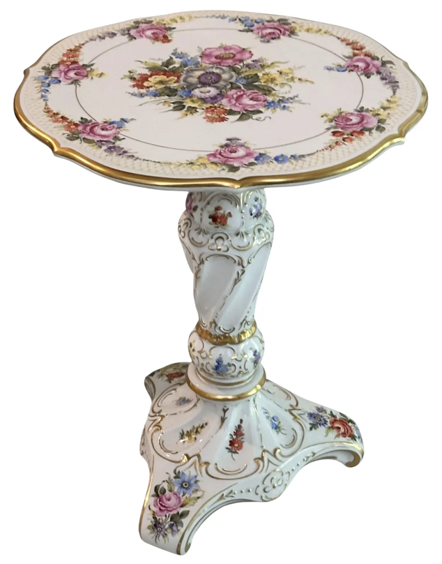 Vintage Von Schierholz Porcelain Dresden Style Occasional Table