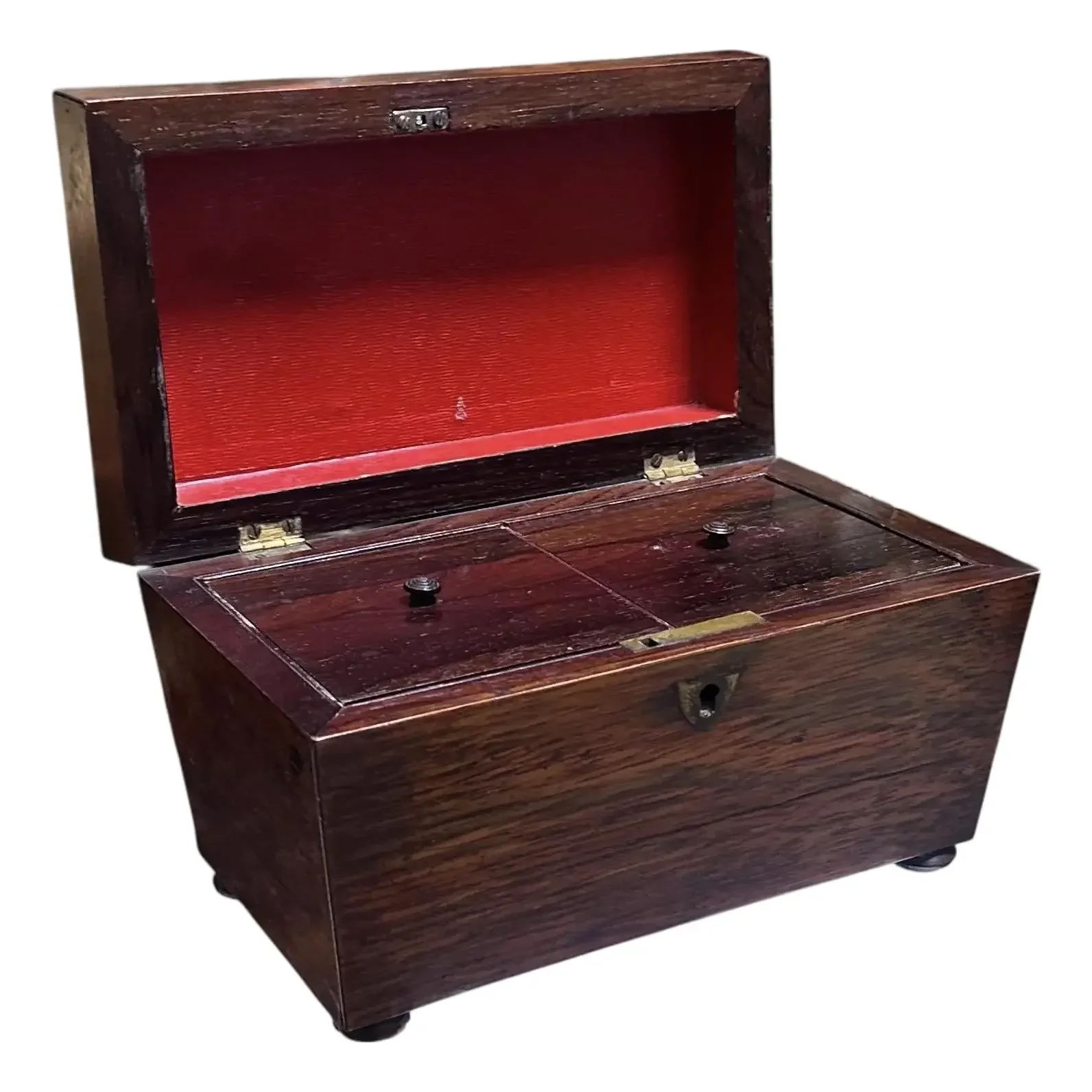 Antique 19th C English Regency Rosewood Tea Caddy Box