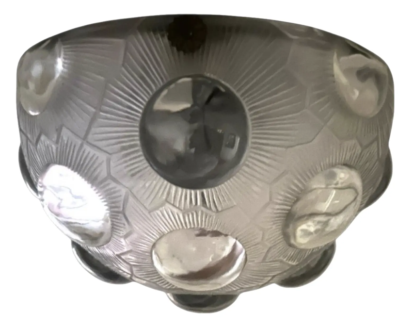 Rare Antique Rene Lalique Soleil French Art Glass Flush Mount Chandelier Light Fixture