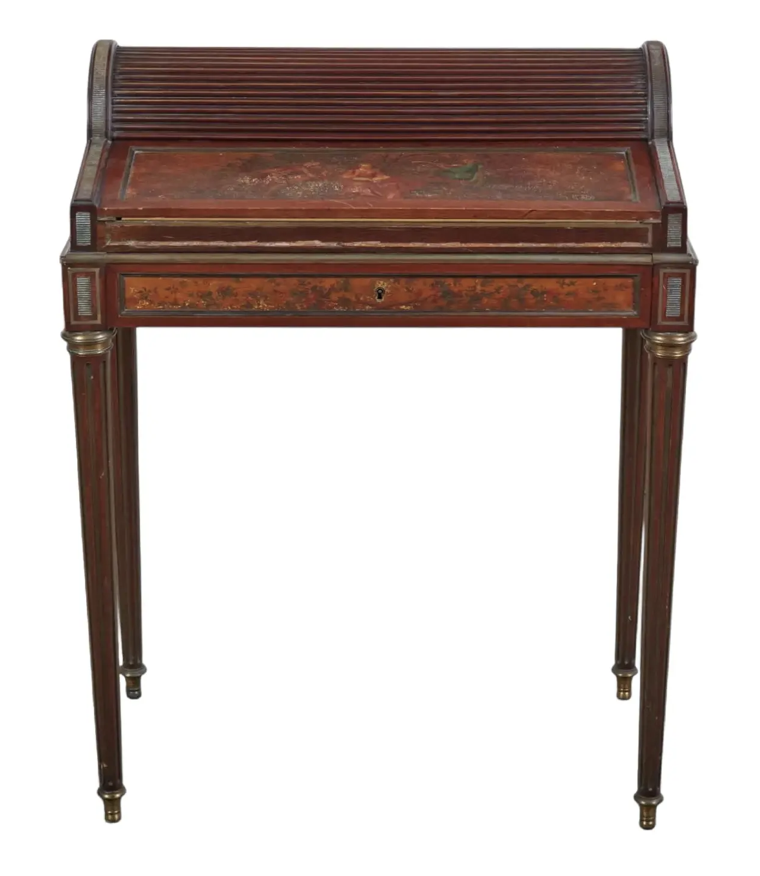 Antique Directoire Style Mahogany Roll Top Bureau De Dame - Edwards & Roberts