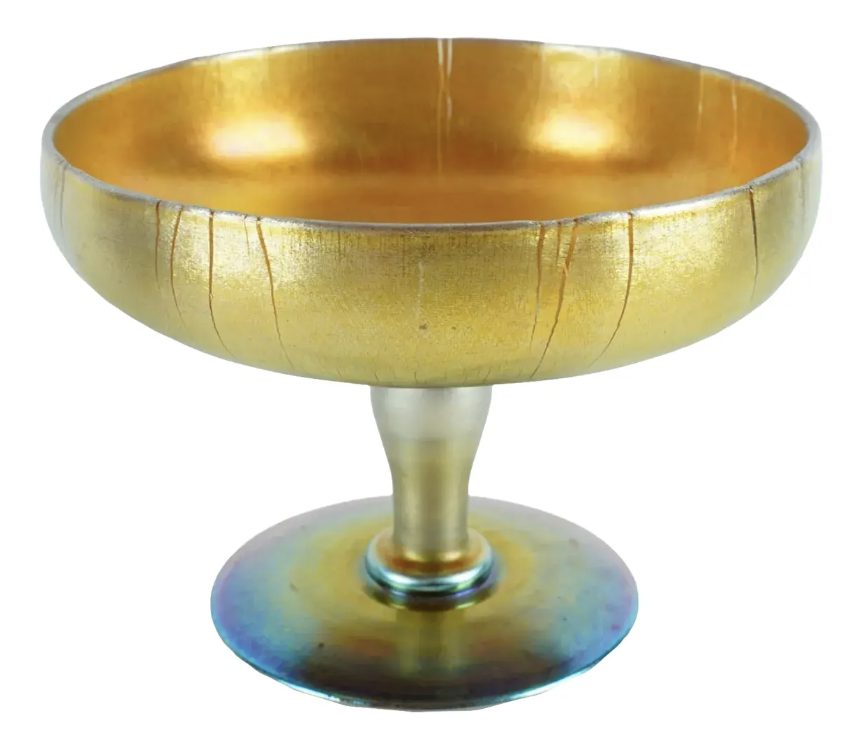 Frederick Carder for Steuben Glass Company Gold Aurene Footed Bowl