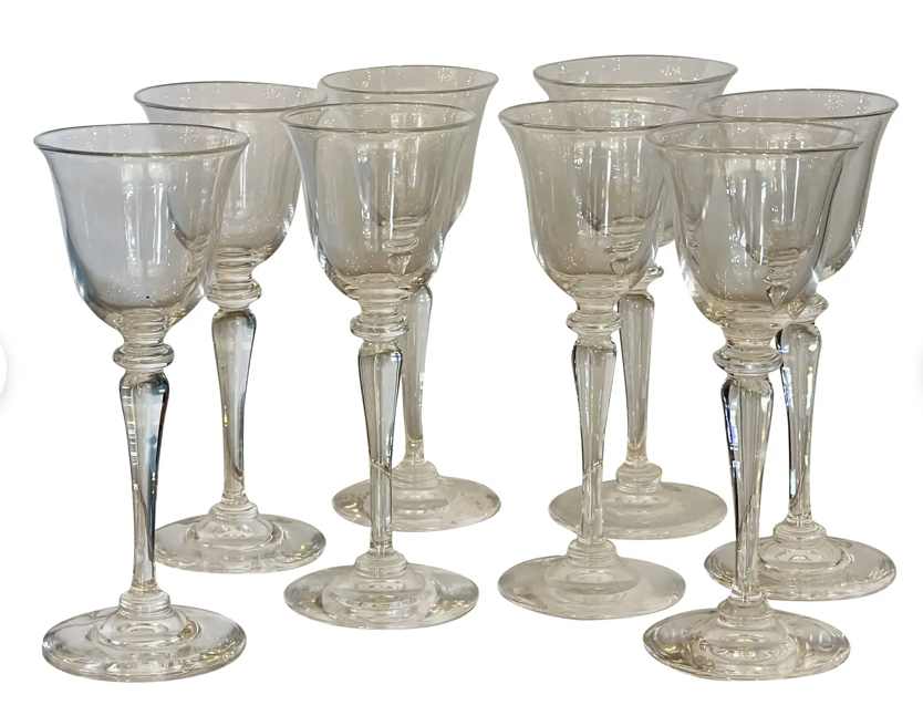 Set of 6 Antique Frederick Carder for Steuben Crystal Port Wine Stems