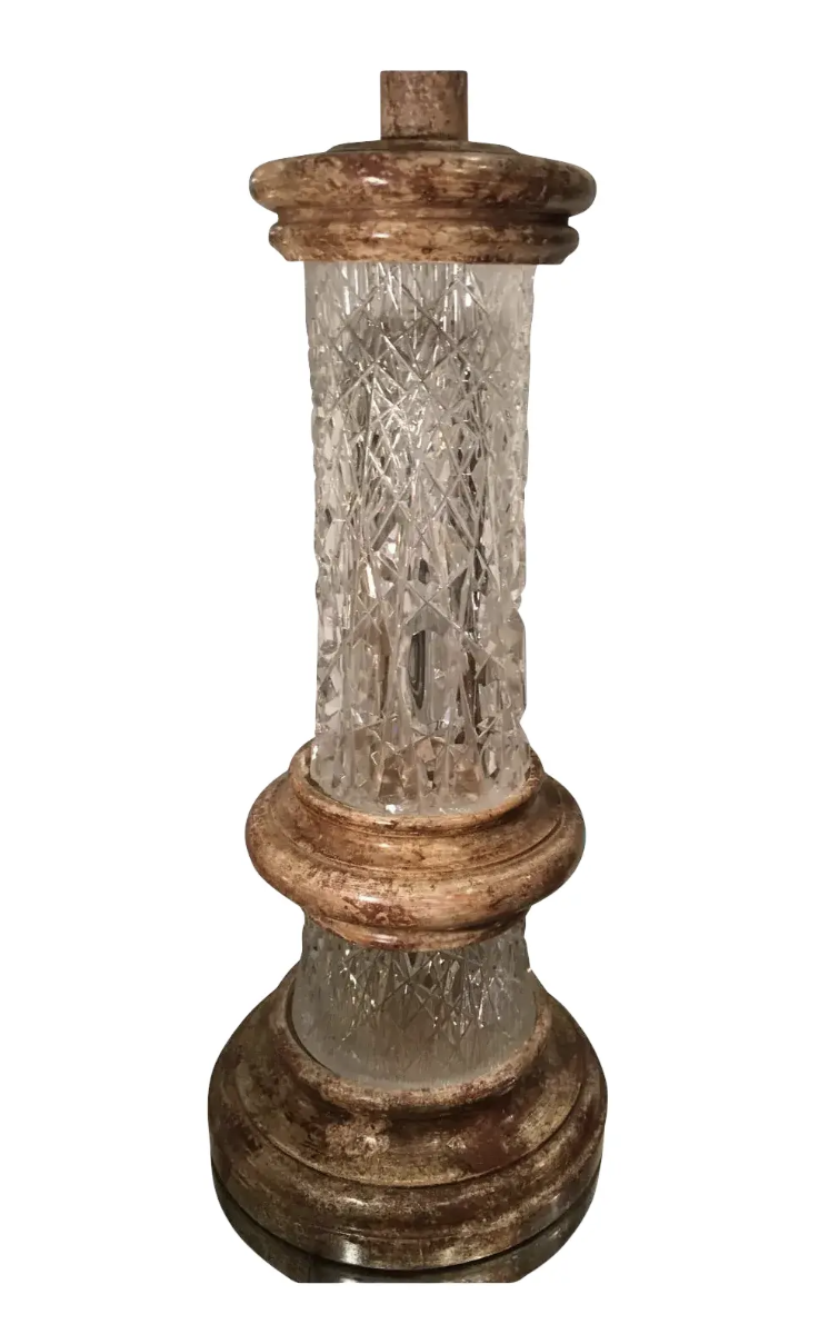 Mid Century Modern Josef Pravec Modernist Cut Austrian Crystal Table Lamp