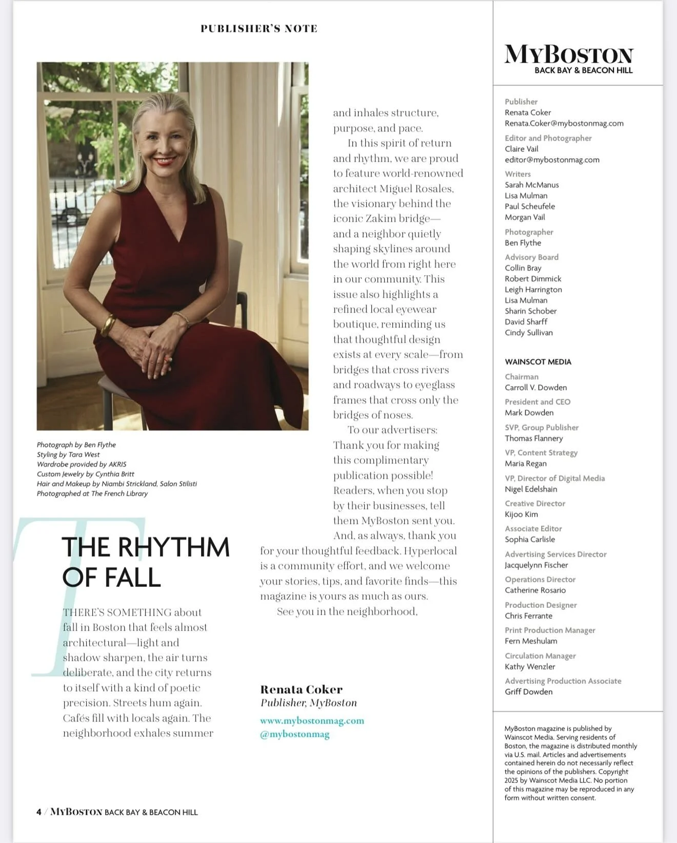Honored to style Renata Coker, Publisher of @mybostonmag. 

Grateful to the exceptional team whose artistry brought this shoot to life, and to @akrisofficial for the exquisite dress that set the tone for fall with timeless elegance. 🍁

Photography: 