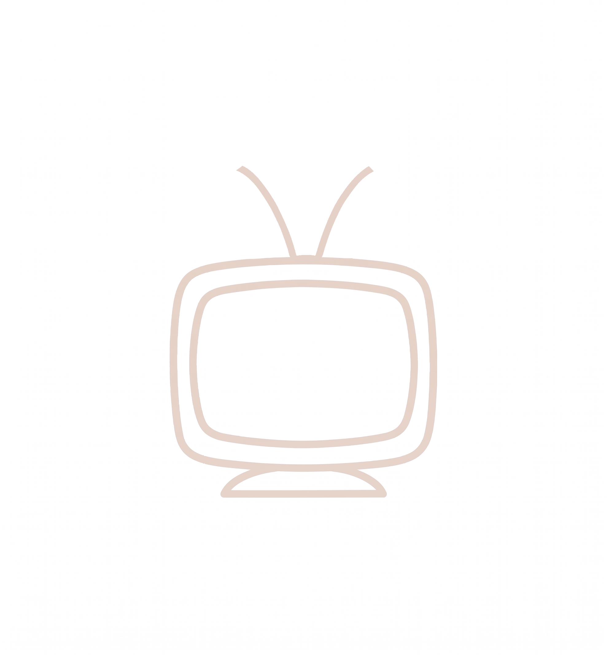 A minimalist line drawing of a vintage television set with antenna on top.