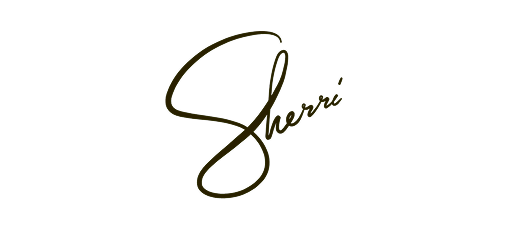Stylized black background with golden cursive text that says "Sherri".