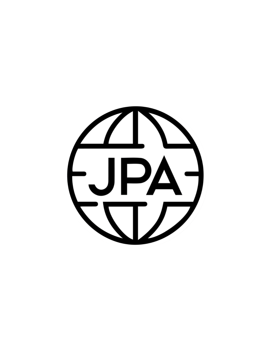 Black and white logo featuring a globe with the letters 'JPA' in the center.