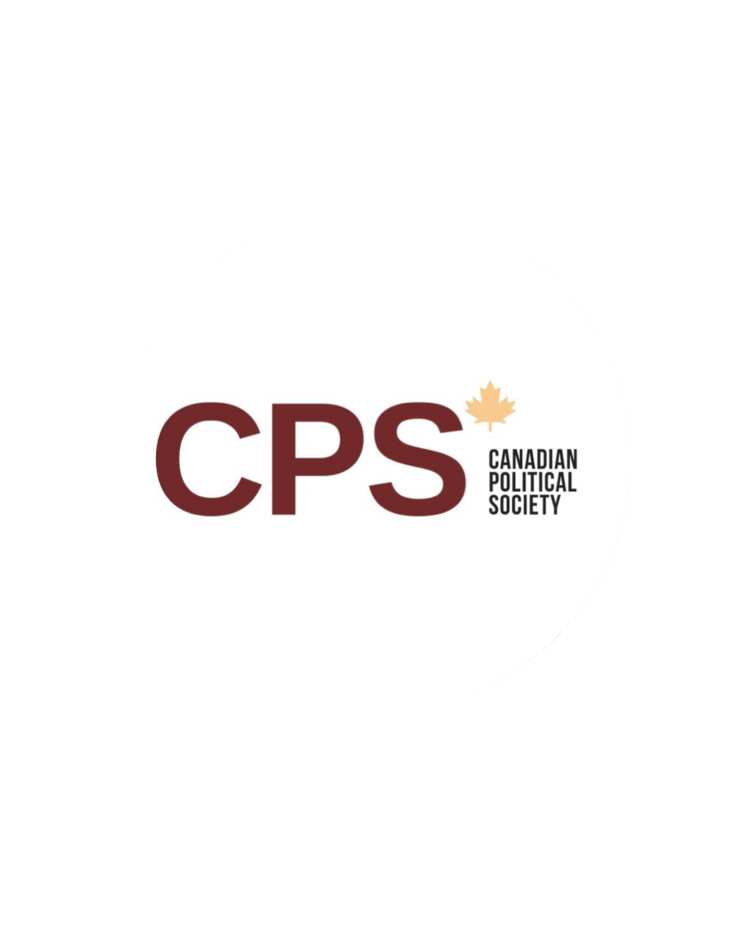 Logo of the Canadian Political Society with large maroon letters 'CPS', a small gold maple leaf above the letter 'S', and the words 'Canadian Political Society' to the right.