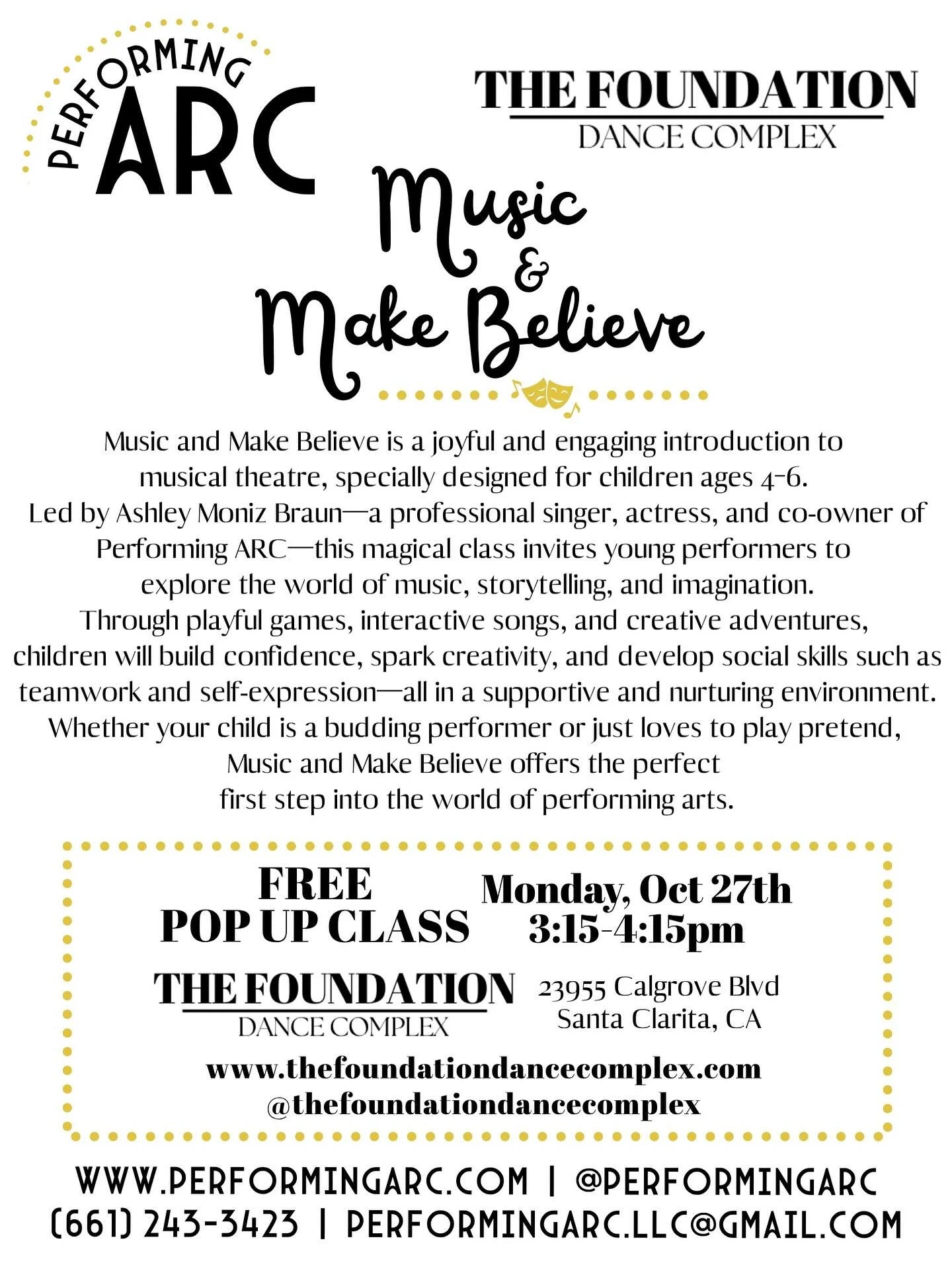 ✨The link to sign up is in now our bio✨
We are so excited to present our first Musical Theatre Group Class: ✨🎶 Music & Make Believe 🎭✨
A joyful and engaging introduction to musical theatre for children ages 4-6.
📅 Date: Monday, October 27th
