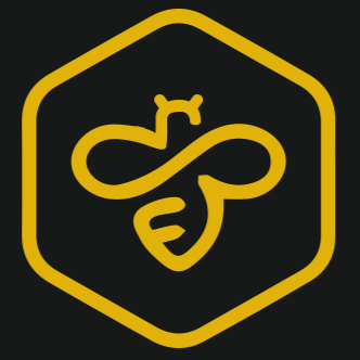 Yellow snake forming an infinity symbol inside a hexagon outline on a black background.