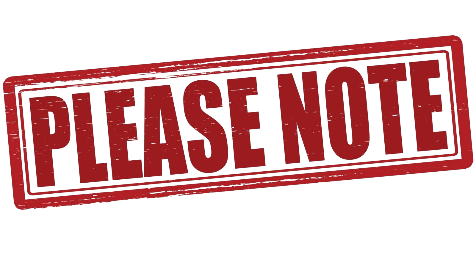 Red 3D 'Please Note' sign with transparent background.