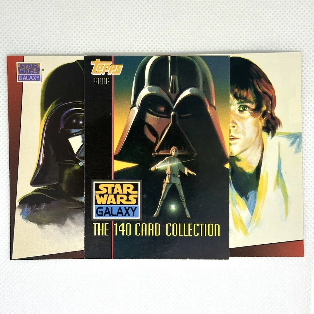 Star Wars Galaxy The 140 Card Collection with artwork of Darth Vader, Luke Skywalker, and Princess Leia.