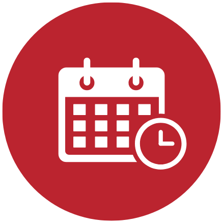 Icon of a calendar and clock indicating scheduling or appointments.